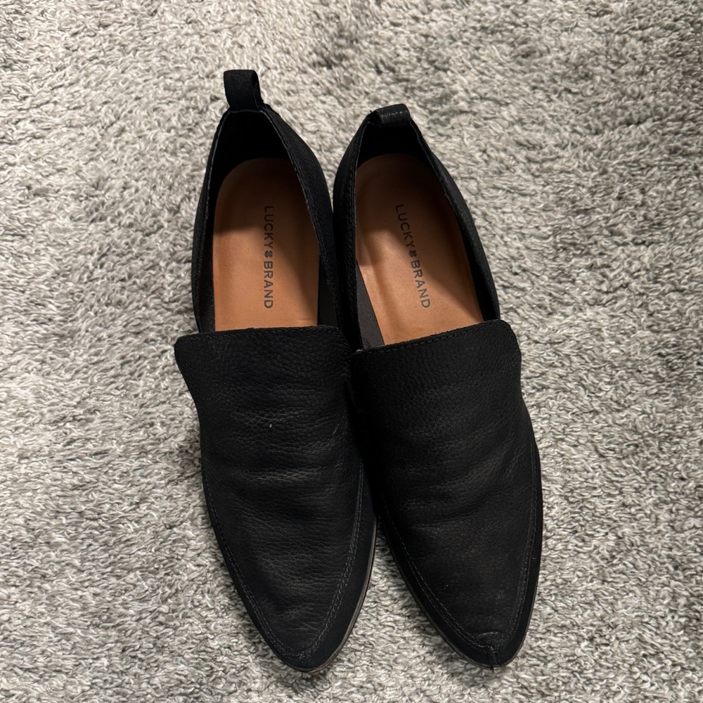 Lucky Brand Textured Black Slip-On Shoes